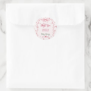 Sticker Rond Remerciements Baby Shower Cherry Bow