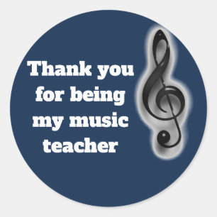 Sticker Rond Remerciements Clé de Sol Professeur de Musique App