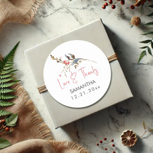 Sticker Rond Remerciements de Baby Shower aquarelle rustique