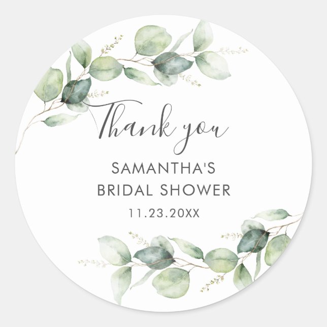 Sticker Rond Remerciements de Baby Shower de mariage de script  (Devant)