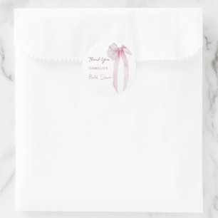 Sticker Rond Remerciements de Fiançailles avec un Ruban Rose