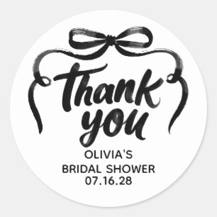 Sticker Rond Remerciements de Mariage avec Ruban Noir Fantaisis
