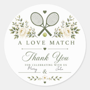 Sticker Rond Remerciements de mariage de tennis