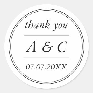 Sticker Rond Remerciements de mariage élégants et simples