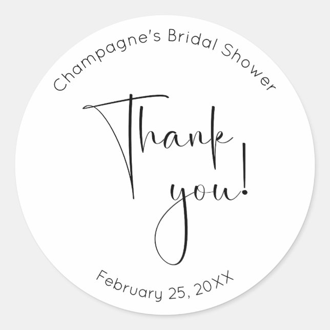 Sticker Rond Remerciements de Mariage pour une Mariée Moderne (Devant)