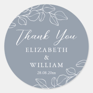 Sticker Rond Remerciements de mariages Eucalyptus Bleu Poussiér