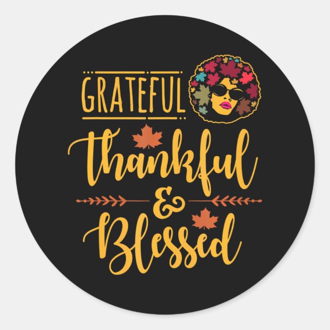 Sticker Rond Remerciements Et Bénédiction De Thanksgiving (Devant)