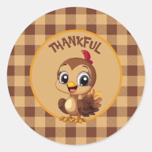 Sticker Rond Remerciements Fête Turquie Thanksgiving