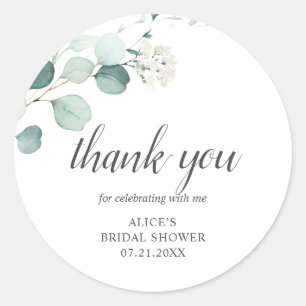 Sticker Rond Remerciements Feuillage Vert Mariage