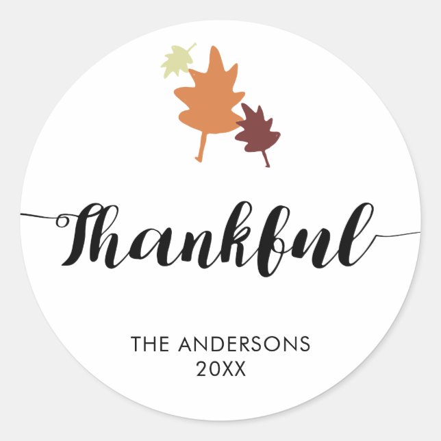 Sticker Rond Remerciements Leaves d'automne de Thanksgiving Scr (Devant)