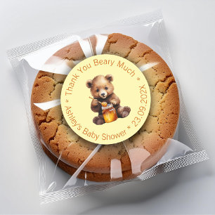 Sticker Rond Remerciements Oursons Très Mignons Baby Shower