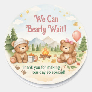 Sticker Rond Remerciements pour Baby Shower Carte Ourson
