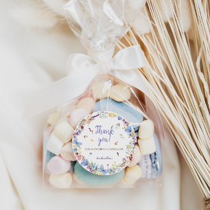 Sticker Rond Remerciements pour Baby Shower Meadow Flowers