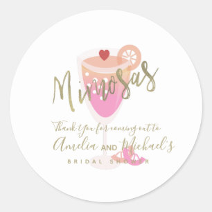 Sticker Rond Remerciements pour Baby Shower Rose Mimosa 