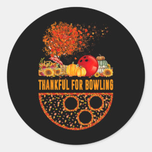 Sticker Rond Remerciements Pour Bowling Ball Citrouilles Automn