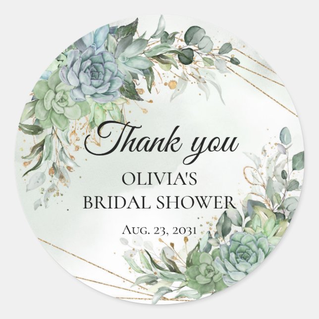 Sticker Rond Remerciements pour la baby shower aux eucalyptus e (Devant)