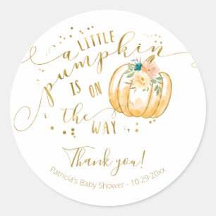 Sticker Rond Remerciements pour la Baby Shower d'Automne au thè