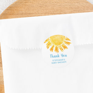 Sticker Rond Remerciements pour la Baby Shower de Sunshine Boy
