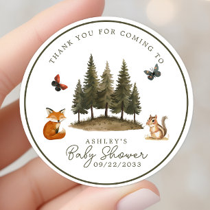 Sticker Rond Remerciements pour la Baby Shower des Animaux de l