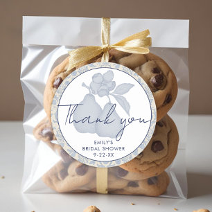 Sticker Rond Remerciements pour la Baby Shower Dusty Blue Perfe