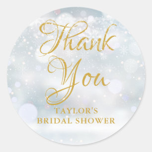Sticker Rond Remerciements pour la Baby Shower First Snowflakes