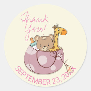 Sticker Rond Remerciements pour la fête de naissance des bébés 