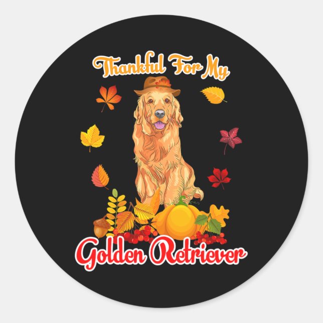 Sticker Rond Remerciements Pour Mon Golden Retriever Thanksgivi (Devant)