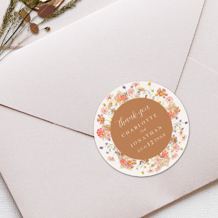 Sticker Rond Remerciements pour un élégant mariage automnal aux