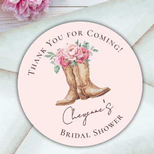 Sticker Rond Remerciements pour une Baby Shower Bohème Cowgirl