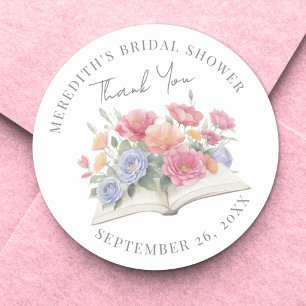 Sticker Rond Remerciements pour une Baby Shower de Livre