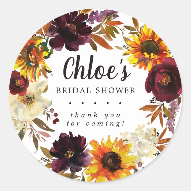 Sticker Rond Remerciements pour une Baby Shower de mariage Flor (Devant)