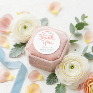 Sticker Rond Remerciements pour une Baby Shower Floral Pastel C