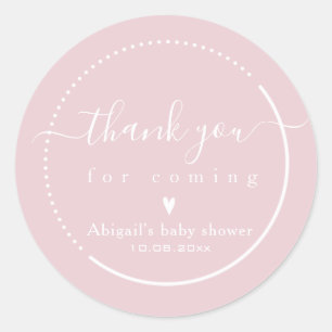 Sticker Rond Remerciements pour une Baby Shower Rose avec Calli