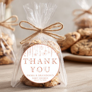 Sticker Rond Remerciements pour une baby shower sur le thème de