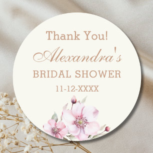 Sticker Rond Remerciements pour une Baby Shower Vintage Roses R