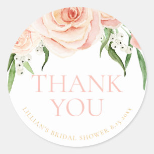 Sticker Rond Remerciements pour une douche de mariée aux fleurs