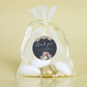 Sticker Rond Remerciements Typographie Fleurs Printanières Réce