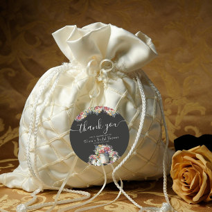 Sticker Rond Remerciements Typographie Fleurs Printanières Réce