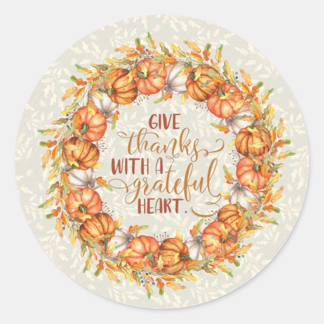 Sticker Rond Remercier Citrouille Wreath (Devant)