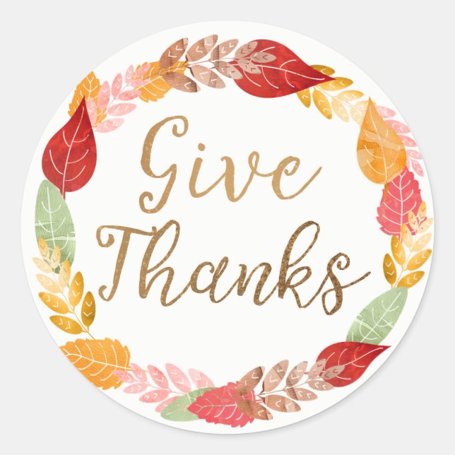 Sticker Rond Remercier Feuilles d'automne Wreath (Devant)