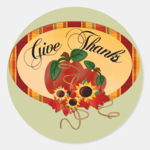 Sticker Rond Remerciez Thanksgiving Day