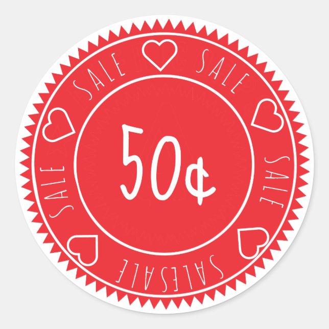 Sticker Rond Remise sur le prix de vente rouge personnalisé (Devant)