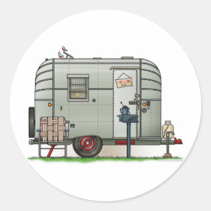 Sticker Rond Remorque de campeur d'Avion