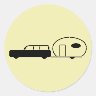 Sticker Rond Remorque vintage Station Wagon et RV