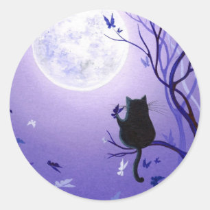 Sticker Rond Remous de papillon de chat