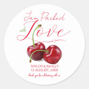 Sticker Rond Rempli d'amour Cerise Fruit   Mariage