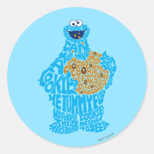 Sticker Rond Remplissage du Motif de monstre de cookies (Devant)