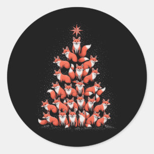 Sticker Rond Renard Arbre de Noël Fox Xmas Arbre Femmes & G