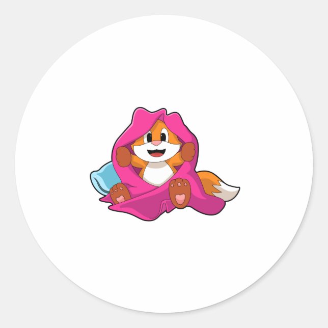Sticker Rond Renard avec Coussin et couverture (Devant)
