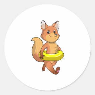 Sticker Rond Renard avec Lifebuoy